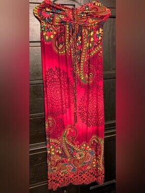 Moa Moa Multicolor Paisley Print Dress with Tie Detail